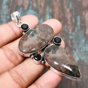 Уникальный драгоценный камень из яшмы с призрачным глазом, твердый кулон ручной работы из стерлингового серебра 925 пробы, ювелирные изделия 2.95 Inches зелёный