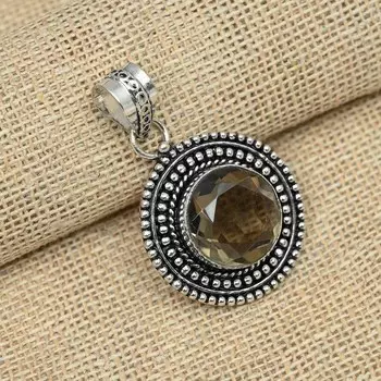 Уникальный дымчатый топаз Gemstone 925 Sterling Silver Handmade Amazing Pendant Jewelry 1.65 Inches коричневый