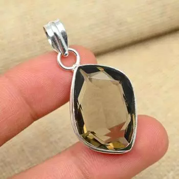 Уникальный дымчатый топаз с драгоценным камнем ручной работы из стерлингового серебра 925 пробы подарочный ювелирный кулон 1.77 Inches коричневый