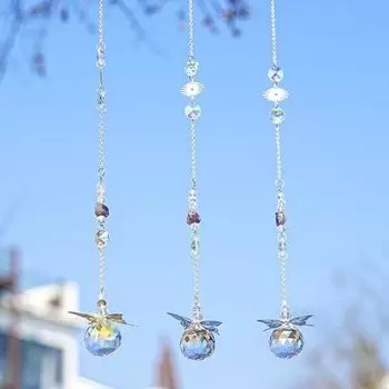 Уникальный хрустальный колокольчик для ветра, мультяшный подвесной светильник для окна, ловец солнца, бабочка, призма, подвеска для улицы Style A