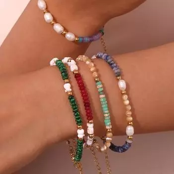 Уникальный и нишевый браслет ручной работы из нержавеющей стали в богемном стиле ручной работы из натурального камня из бисера для женщин 18cm