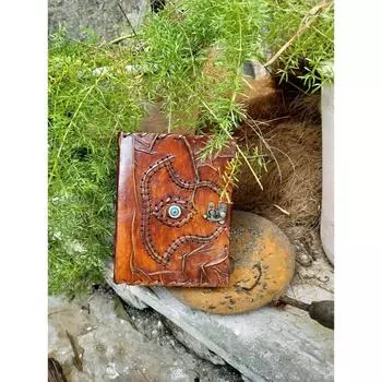 Уникальный кожаный журнал Eye: Заклинательный гримуар на Хэллоуин, дни рождения, годовщины. Идеально подходит для ведьм и викканских язычников 8 x 6 in коричневый