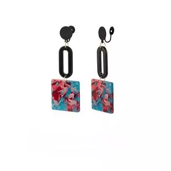 Уникальный красочный квадратный кулон, серьги из смолы, длинные модные катушки от комаров, без пирсинга, зажим для ушей