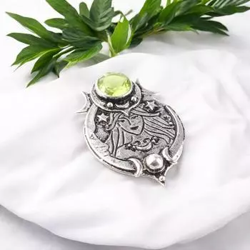 Уникальный кулон-подвеска из цельного стерлингового серебра 925 пробы ручной работы с натуральным перидотом 1,63 CP-22-12