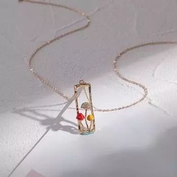 Уникальный кулон в виде гриба, ожерелье, милая имитация еды, милые корейские цепочки, ожерелья, рождественский подарок для девочек