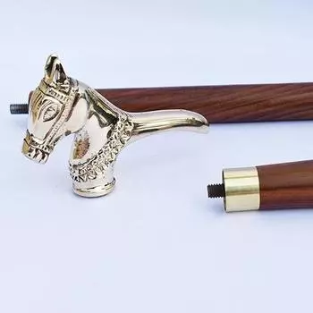 Уникальный латунный дизайн головы лошади, ручка в викторианском стиле, трость, трость из красного дерева, два раза, лучше всего подходит для подарка