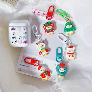 Уникальный мультяшный рождественский брелок-подвеска в виде утки, милая резиновая кукла-утка, изысканный рюкзак, украшения, аксессуары, подарки