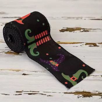 Уникальный набор декоративных лент на Хэллоуин с жуткими паутинами и узором в горошек Halloween Ribbon A