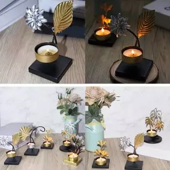 Уникальный подсвечник в виде цветка и дерева, железный подсвечник в виде листа, 3D-подсвечник из металла, спальня Style 1