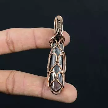 Уникальный прозрачный кварцевый драгоценный камень ручной работы из чистой медной проволоки, женский ювелирный кулон 2.56 Inches белый