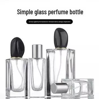 Уникальный прямоугольный прозрачный стеклянный флакон для духов с распылителем нажимного типа 30ml mushroom cap золотистый