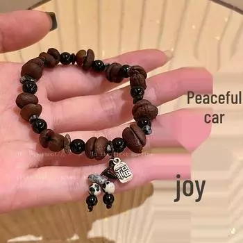 Уникальный ретро-браслет из кофейных зерен: Универсальный китайский стиль для мужчин, женщин, пар и друзей