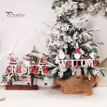 Уникальный рождественский кулон в виде снеговика и гнома, приветственный деревянный подарок с колокольчиком A