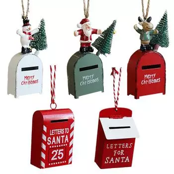 Уникальный рождественский почтовый ящик из смоляного железа для сезонных украшений белый/красный