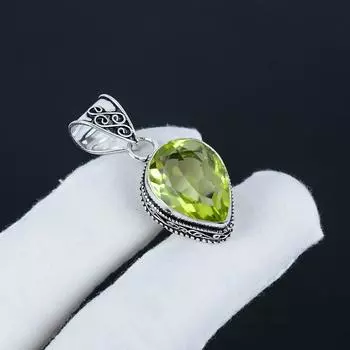 Уникальный серебряный кулон с лимонным топазом из стерлингового серебра 925 пробы — дизайн груши ручной работы, повседневная бижутерия, подарок на вату 1.77 жёлтый