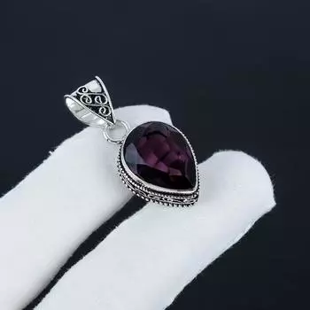 Уникальный серебряный кулон с розовым аметистом из стерлингового серебра 925 пробы - дизайн груши ручной работы, повседневное украшение, подарок на помолвку 1.77 розовый