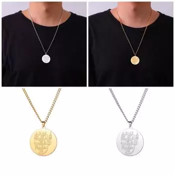Уникальный стальной полый кулон, ожерелье с рунической гравировкой в виде диска, ожерелье, привлекательная цепочка на ключицу для встреч золотой