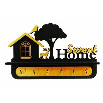 Уникальный стильный деревянный держатель ключей для декора стены со стильным 6 крючками из нержавеющей стали, красивый органайзер для ключей для украшения дома. чёрный/золотистый