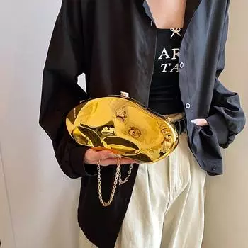 Уникальный вечерний кошелек-клатч, акриловый металлический кошелек с геометрическим рисунком и съемной цепочкой, новинка 2024 года, блестящая сумка-сумка для свадебной вечеринки