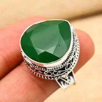 Уникальный зеленый оникс, драгоценный камень, ювелирные изделия ручной работы из твердого серебра 925 пробы 4 зелёный