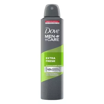 Unilever Dove Men+care Extra Fresh Dry Spray Аэрозольный дезодорант-антиперспирант и запах, успокаивает, стойкий освежающий цитрусовый аромат, 250 мл