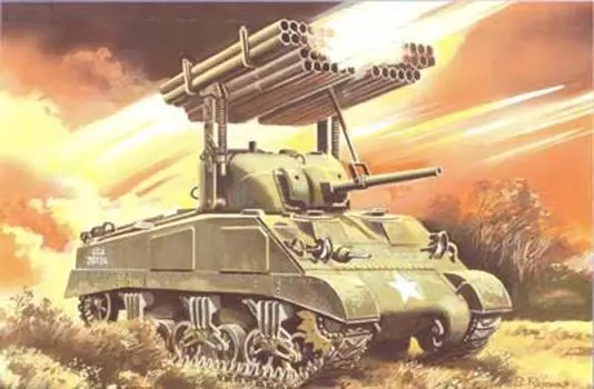 Unimodel Американский танк M4A3 Sherman Calliope с ракетной установкой Пластиковая модель UU72376 1/72 (танк)