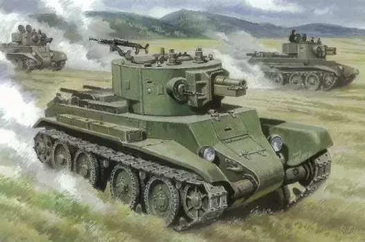 Unimodel Soviet Artillery Tank with Gun Plastic Model UU72240 1/72 BT-7A 76.2mm