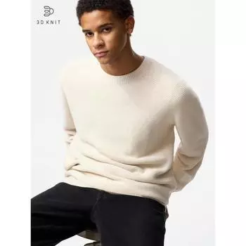 Uniqlo 3D вязаный свитер с круглым вырезом 55 GREEN/MEN S