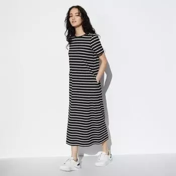 UNIQLO airism хлопковое платье-бюстгальтер в полоску с короткими рукавами