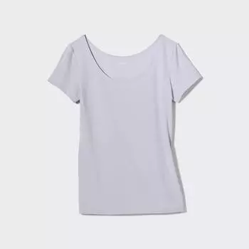 UNIQLO AiRism U-образный вырез T с коротким рукавом с частичным швом