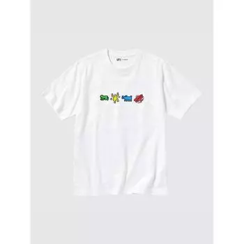 Uniqlo Архив поп-арта NY UT Графическая футболка с коротким рукавом Кит Харинг 00 WHITE/MEN XS