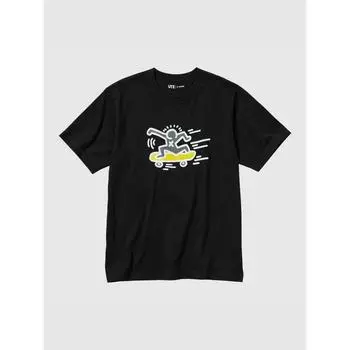 Uniqlo Архив поп-арта NY UT Графическая футболка с коротким рукавом Кит Харинг 09 BLACK/MEN XS