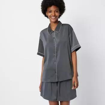 UNIQLO атласная пижама с короткими рукавами, однотонная