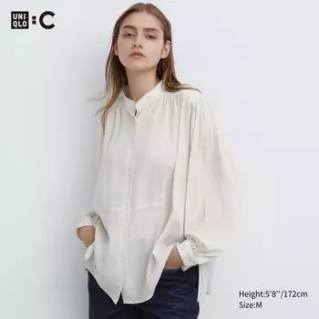 UNIQLO блузка с объемными рукавами и длинным рукавом