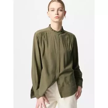 Uniqlo Блузка с оборками 01 OFF WHITE/WOMEN XS