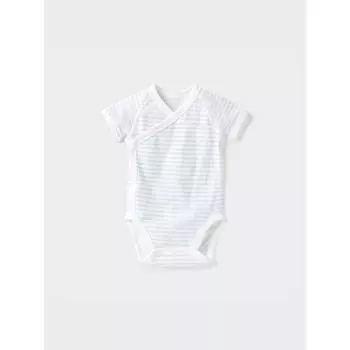 Uniqlo Bn Хлопковый сетчатый внутренний комбинезон с коротким рукавом, однотонная кайма 60 см 60 LIGHT BLUE/BABY 60