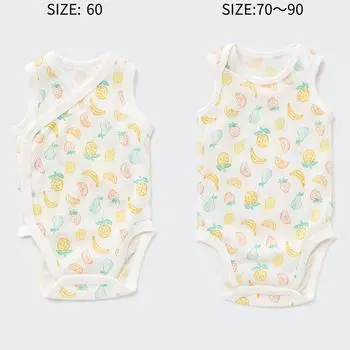 UNIQLO BN Joy Of Print Хлопковая сетчатая внутренняя боди без рукавов с фруктами Floral White/60cm