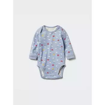 Uniqlo Боди с принтом Bn Joy Of с длинным рукавом 63 BLUE/BABY 80