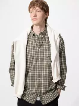 Uniqlo Бродклотовая рубашка Длинный рукав Клетка B