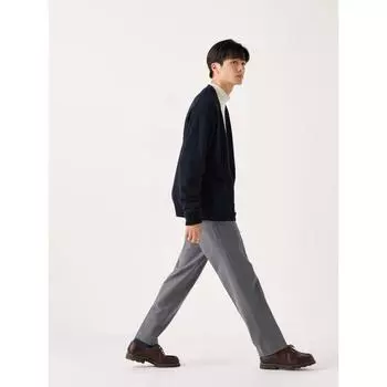 Uniqlo Брюки Heattech Smart, длина штанины 76 см, узор «гусиная лапка» 07 GRAY/MEN 70