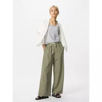 Uniqlo Брюки из льняной смеси Easy Stripe 01 OFF WHITE/WOMEN XS