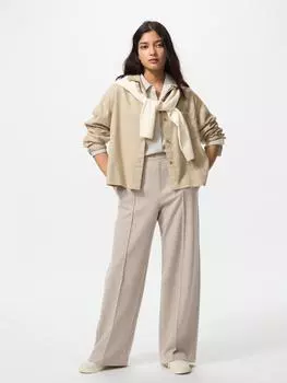 Uniqlo Брюки широкие из джерси с начесом Длина штанины 70 74 см 31 BEIGE/WOMEN XS