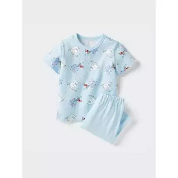 Uniqlo Bt PiCture Book Dry Пижама с коротким рукавом C 60 LIGHT BLUE/BABY 100