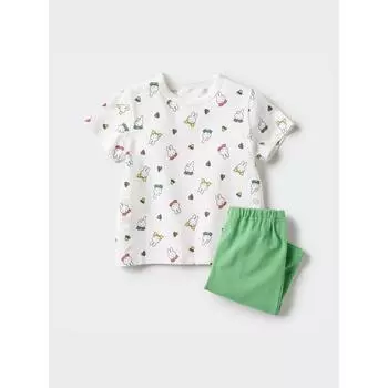 Uniqlo Bt Picture Book Dry Пижама с коротким рукавом B 53 GREEN/BABY 80