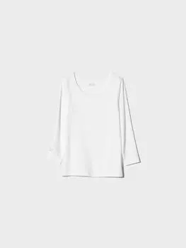 Uniqlo Детская футболка с длинным рукавом и U-образным вырезом Heat Tech 00 WHITE/KIDS 120
