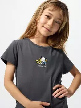 Uniqlo Девушки Sanrio Персонажи Кроп UT Графическая футболка с коротким рукавом L 08 DARK GRAY/KIDS 130