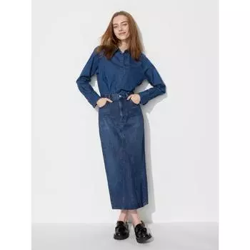 Uniqlo Длинная юбка JAPAN из денима со вставками