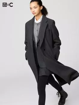Uniqlo Длинное пальто 08 DARK GRAY/WOMEN XS