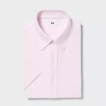 UNIQLO Dry Non Iron Jersey Stripe Shirt с короткими рукавами, воротник на пуговицах A