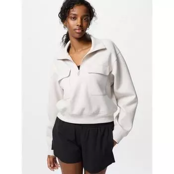 Uniqlo Dry SweatShirt Рубашка с застежкой-молнией на половину длины 02 LIGHT GRAY/WOMEN XS